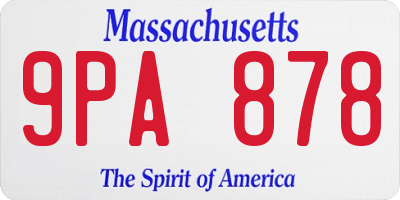 MA license plate 9PA878