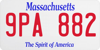 MA license plate 9PA882