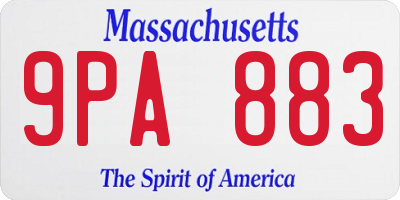 MA license plate 9PA883