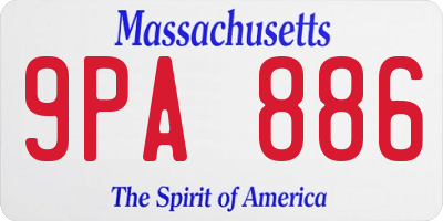 MA license plate 9PA886