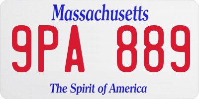 MA license plate 9PA889