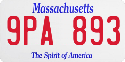 MA license plate 9PA893