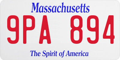 MA license plate 9PA894
