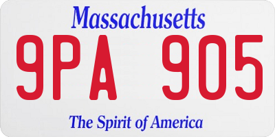 MA license plate 9PA905