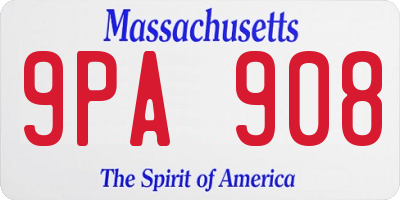 MA license plate 9PA908