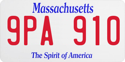 MA license plate 9PA910