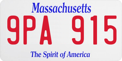 MA license plate 9PA915
