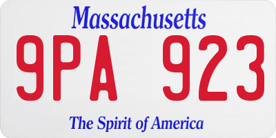 MA license plate 9PA923