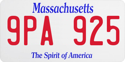 MA license plate 9PA925