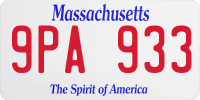 MA license plate 9PA933