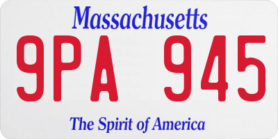 MA license plate 9PA945