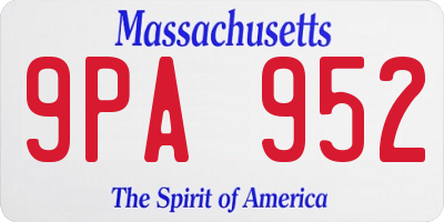 MA license plate 9PA952