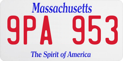 MA license plate 9PA953