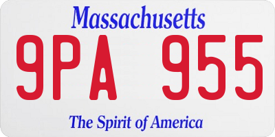MA license plate 9PA955