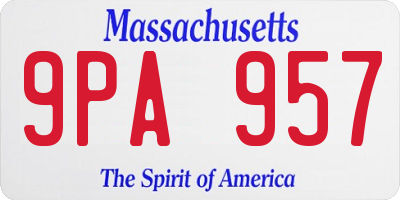 MA license plate 9PA957