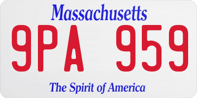 MA license plate 9PA959