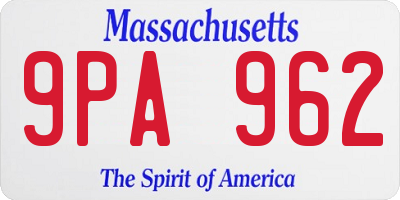 MA license plate 9PA962
