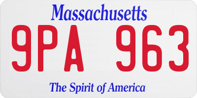 MA license plate 9PA963