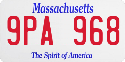MA license plate 9PA968