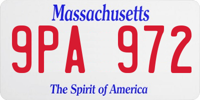 MA license plate 9PA972
