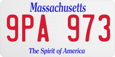 MA license plate 9PA973