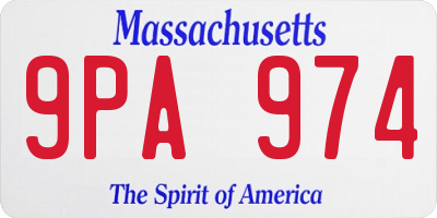 MA license plate 9PA974