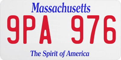 MA license plate 9PA976