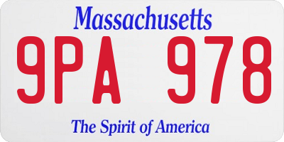 MA license plate 9PA978