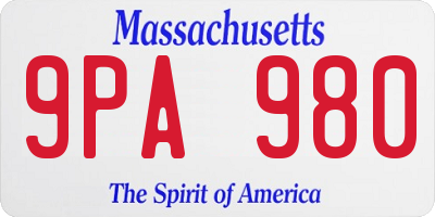 MA license plate 9PA980