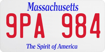 MA license plate 9PA984