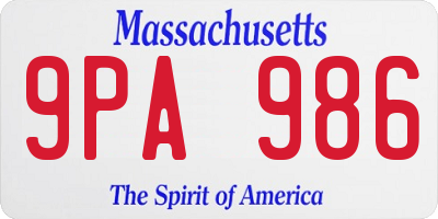 MA license plate 9PA986