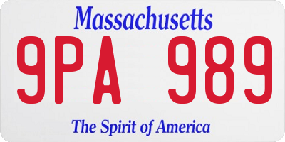 MA license plate 9PA989