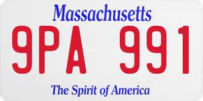 MA license plate 9PA991
