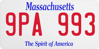 MA license plate 9PA993