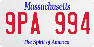 MA license plate 9PA994