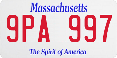 MA license plate 9PA997