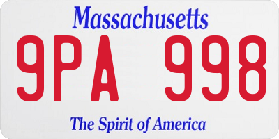 MA license plate 9PA998