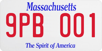 MA license plate 9PB001