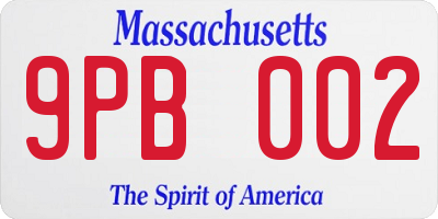 MA license plate 9PB002