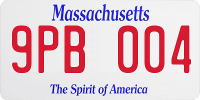 MA license plate 9PB004