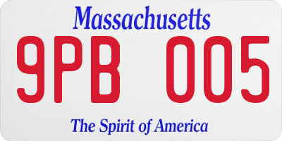 MA license plate 9PB005