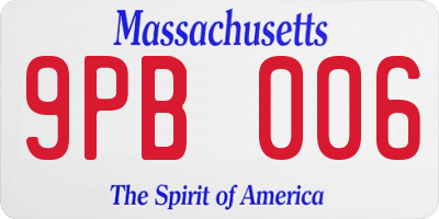 MA license plate 9PB006