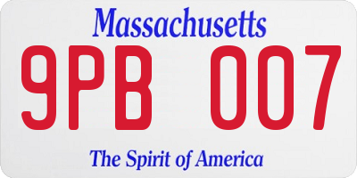 MA license plate 9PB007