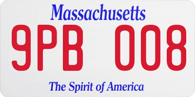 MA license plate 9PB008