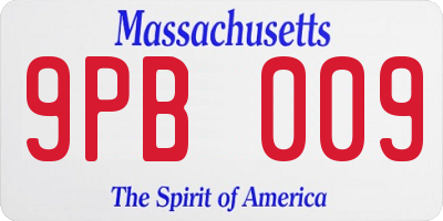 MA license plate 9PB009