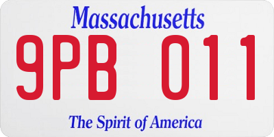 MA license plate 9PB011