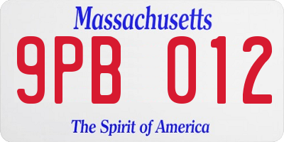 MA license plate 9PB012