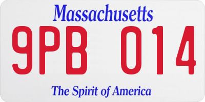 MA license plate 9PB014