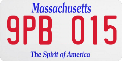 MA license plate 9PB015