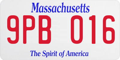 MA license plate 9PB016